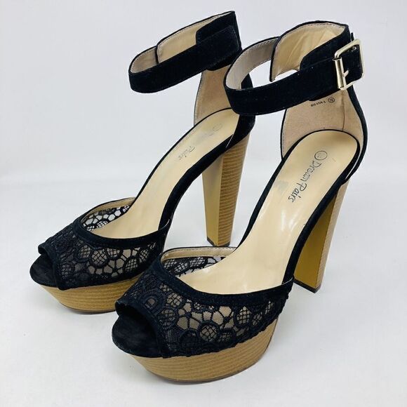 Dream‎ Paris Womans  Black Stiletto 5.5” Shoes, Open Toe, Ankle Strap Size 10 - Picture 7 of 15